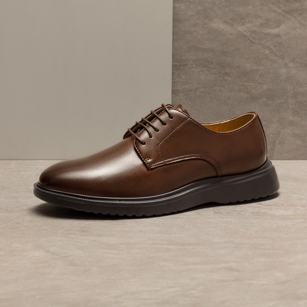 [MaxFlex Ease Polish] Men's Plain-Toe Lightweight Oxford Shoes - DARK BROWN - 1